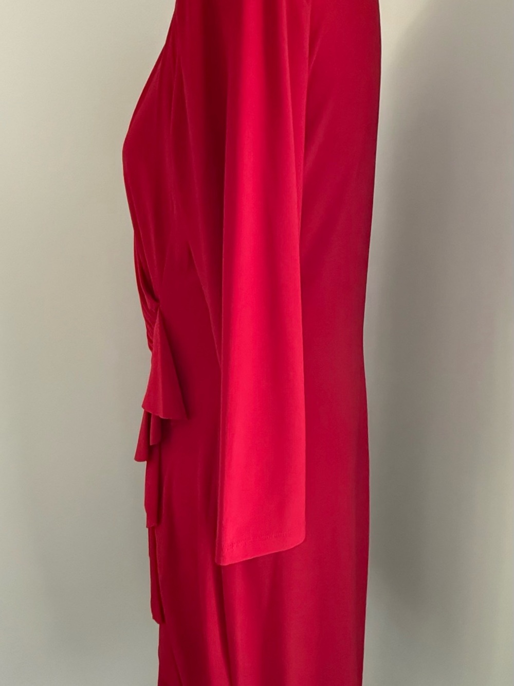 American Living Raspberry-Red Faux-Wrap Ruffle Dress - Picture 3 of 5